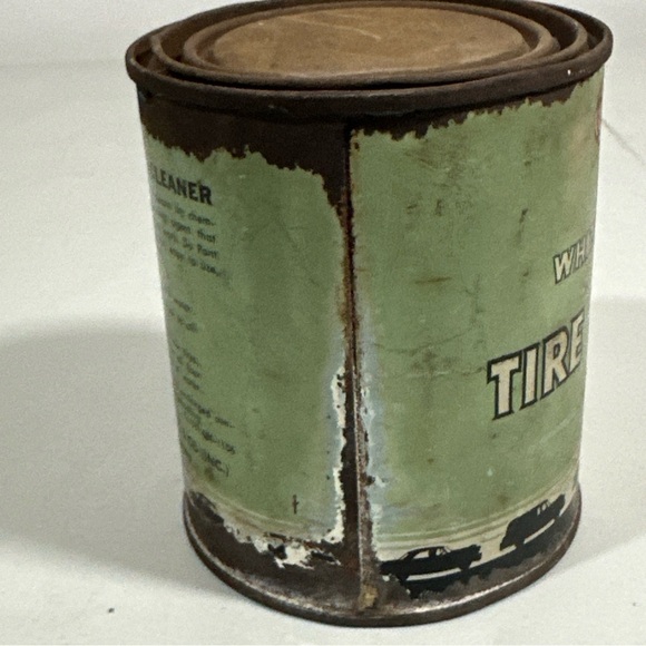 Vintage DuPont White Wall Tire Cleaner  Tin Can "7" Car Auto Graphics Feels Full - Picture 5 of 8